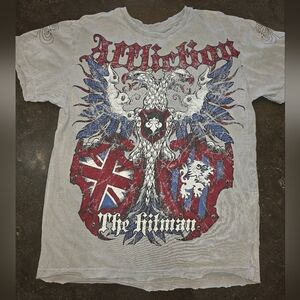 Men's Affliction Gray Graphic T-Shirt for Men Y2K
